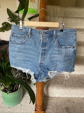 Levi's Light Blue Distressed Cutoff Denim Shorts 33